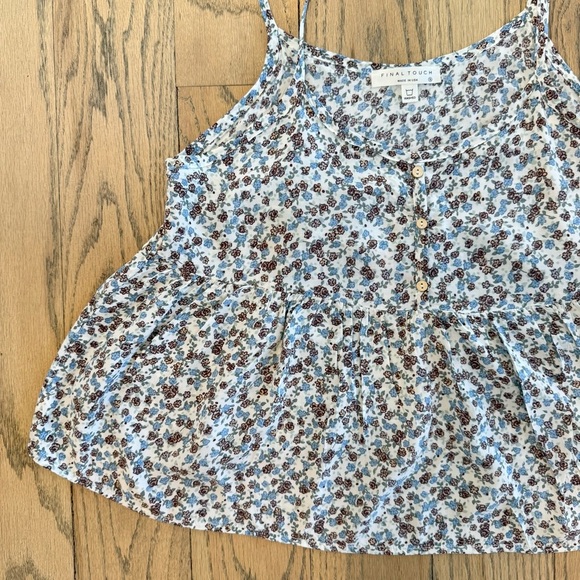 Final Touch Women’s Floral Print Babydoll Crop Spaghetti Strap Top Size Small - Picture 8 of 14